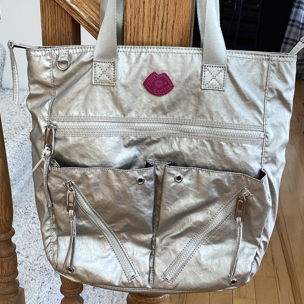 Juicy Couture silver metallic tote bag